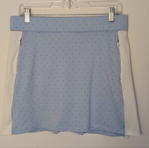 Dunning Salina Women's Golf Tennis mini Skort Size M Light Blue Polka Dot EUC